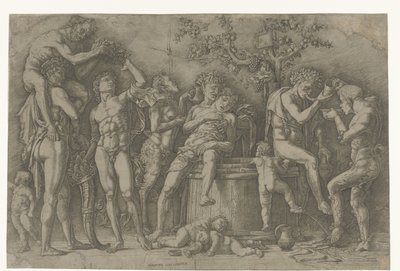 Bacchanale avec satyres et bacchantes près d