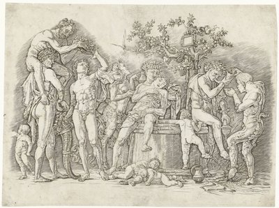 Bacchanale avec satyres et bacchantes près d