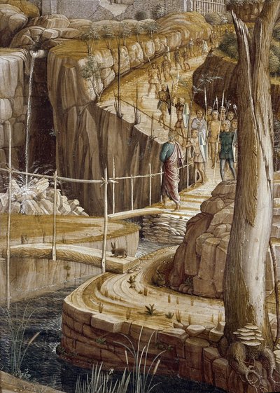 (détail) La prière au jardin des oliviers, Judas conduit les soldats à Jésus - Agonie au jardin - Andrea Mantegna