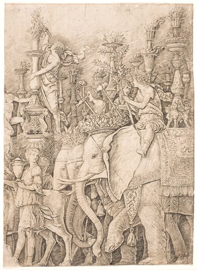 Éléphants portant des torches - Andrea Mantegna