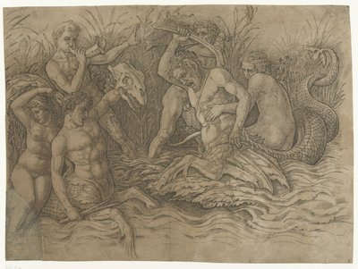 Combat entre tritons avec des néréides sur leur dos - Andrea Mantegna