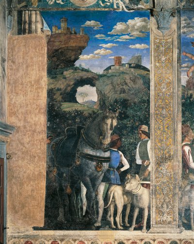 Cheval, dogues et palefreniers du comte Ludovico Gonzaga (détail) - Andrea Mantegna