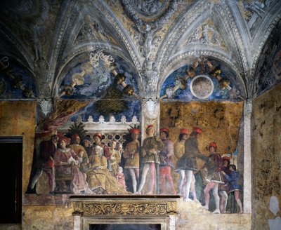 Ludovico Gonzaga, Marsilio Andreasi, Barbara de Brandebourg avec sa fille Paula et Rodolfo Gonzaga - Andrea Mantegna