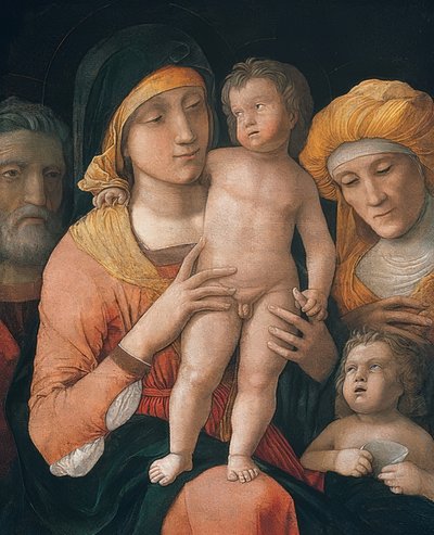 Madonna et enfant avec saint Joseph, Élisabeth et Jean enfant - Andrea Mantegna