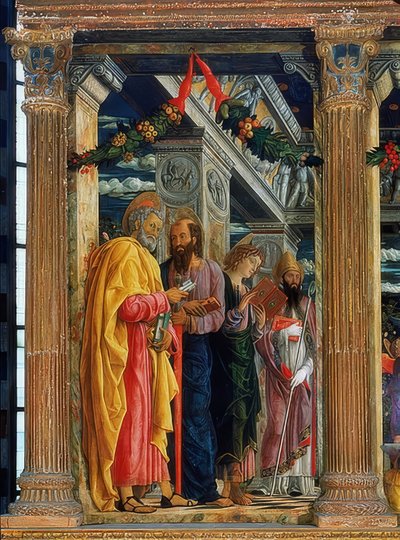 Autel de San Zeno. Côté gauche. 1457-1460. Représentant Simon Pierre, Paul de Tarse, Jean l