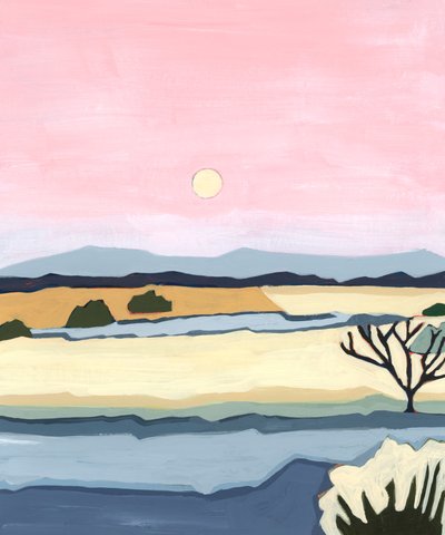 Coucher de soleil rose sur Villacuri, 2023 - Andrea Mejia