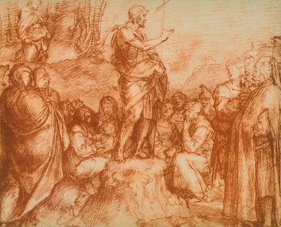 Saint Jean-Baptiste prêchant aux multitudes, étude préparatoire pour la fresque dans le Chiostro dello Scalzo - Andrea del Sarto