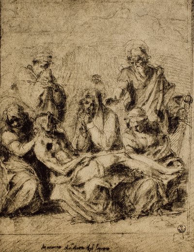 Étude pour la Déposition, dessin par Andrea del Sarto. Gabinetto dei Disegni e delle Stampe, Galerie des Offices, Florence - Andrea del Sarto