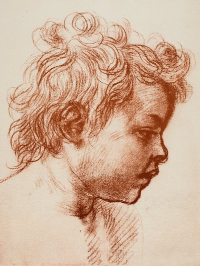 Étude pour la tête de Saint Jean (enfant) de la Sainte Famille, Galerie Palatine, Pitti; dessin d