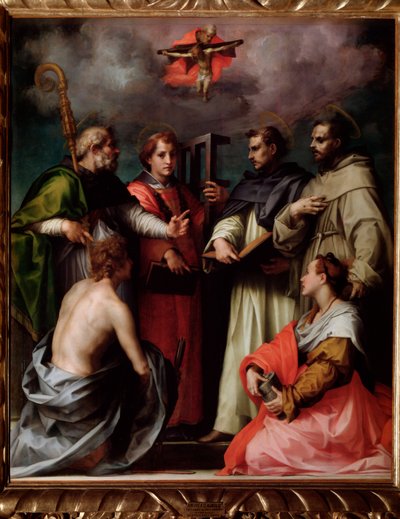 La dispute de la Sainte Trinité, avec Saint Pierre, Saint Laurent, Saint Augustin d