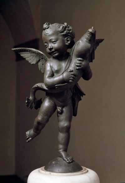 Amour avec dauphin, sculpture en bronze par Verrocchio - Andrea del Verrocchio