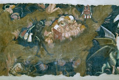 Le Triomphe de la mort (détail) des damnés dans la fosse de l
