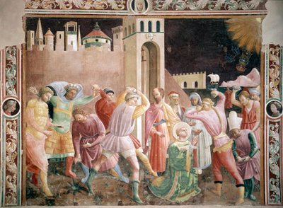 Lapidation de Saint Étienne Fresque par Andrea di Giusto (actif vers 1424-1450) 1430-1450 Cathédrale de Prato, Chapelle de l