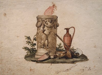 Brasero en forme de colonne, décoré de festons et d