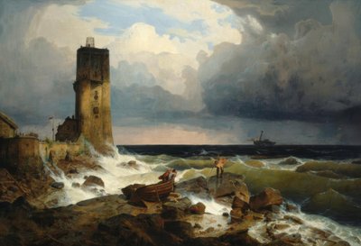 A.Achenbach, Grande marine avec phare - Andreas Achenbach