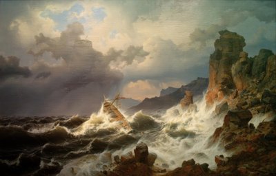 Une tempête en mer sur la côte norvégienne - Andreas Achenbach
