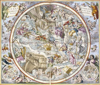 Carte des constellations chrétiennes par Julius Schiller - Andreas Cellarius