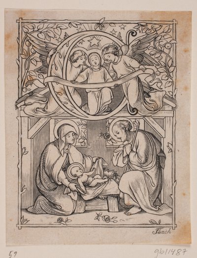 Initiales avec représentations de la signification et de la naissance de Jésus - Andreas Flinch