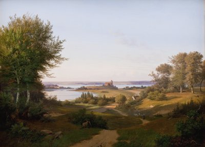 Vue de la colline au château de Skanderborg, Jutland, et le mémorial de Frédéric VI - Andreas Juuel