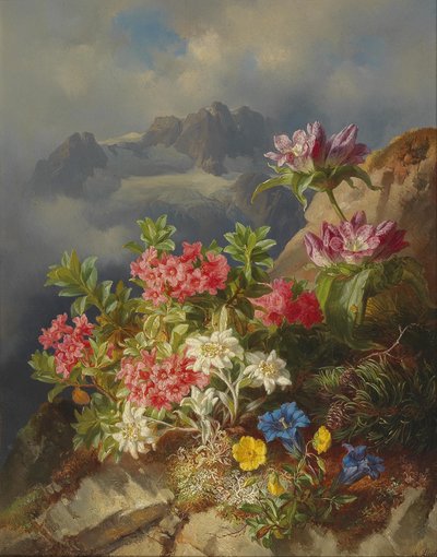 Nature morte aux fleurs des Alpes - Andreas Lach