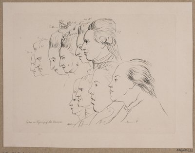 10 portraits : Enevold Brandt, Johann Friedrich Struensee, Caroline Mathilde, Julieane Marie, Arveprins Frederik, Christian VII, Marie Jeanne Clemens, J. F. Clemens, Jens Juel et Nicolai Abildgaard - Andreas Peter Madsen