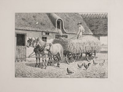 Danish : Un chariot de récolte dans une ferme - Andreas Peter Madsen