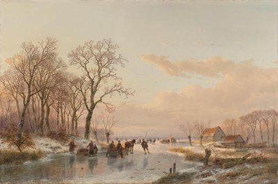 Un canal gelé près de la rivière Maas - Andreas Schelfhout
