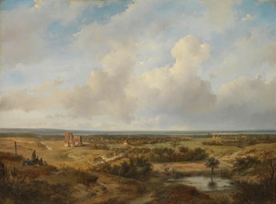 Vue des dunes avec les ruines du château de Brederode près de Santpoort - Andreas Schelfhout