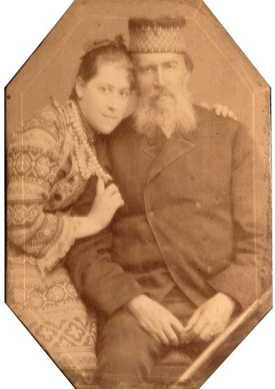 Portrait du poète Yakov Petrovich Polonsky (1820-1898) avec sa fille Natalia - Andrei Osipovich Karelin