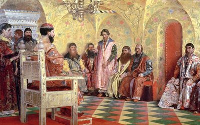 Tsar Mikhaïl Fiodorovitch (1596-1645) avec des boyards assis dans sa chambre, 1893 - Andrei Petrovich Ryabushkin