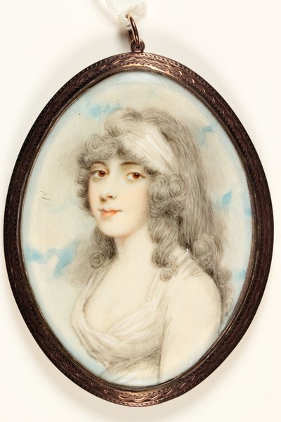 Une jeune dame en robe blanche et bandeau - Andrew (after) Plimer