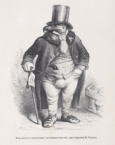 Pour payer le propriétaire, un homme très dur, nommé M. Vautour de Scènes de t... - Andrew Best Leloir