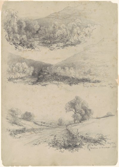 Clove Road, Catskills; À travers le Clove—Catskills; et Sur la route de Bracketts [recto] - Andrew Fisher Bunner