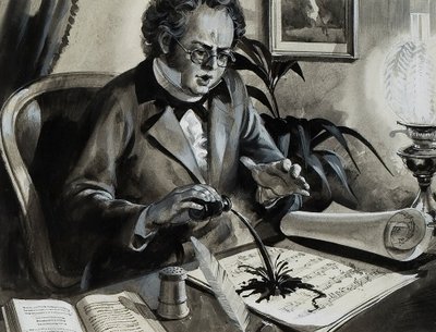 Portrait de Franz Schubert (gouache sur papier) - Andrew Howat