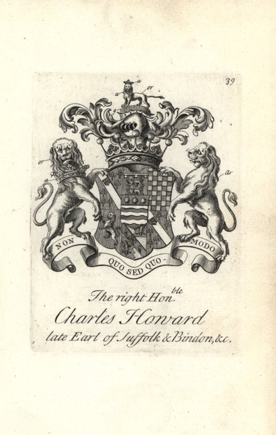 Blason et armoiries du très honorable Charles Howard, 9e comte de Suffolk et Bindon - Andrew Johnston