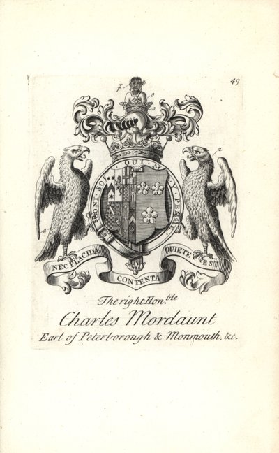 Armoiries et blason du très honorable Charles Mordaunt, 3e comte de Peterborough et 1er comte de Monmouth - Andrew Johnston