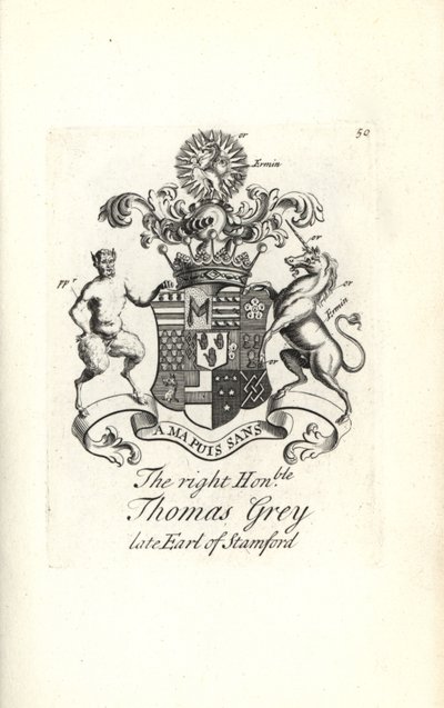 Blason et armoiries du très honorable Thomas Grey, 2e comte de Stamford - Andrew Johnston