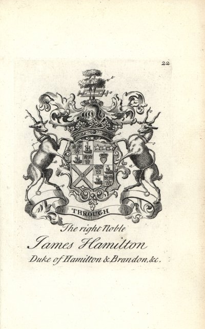 Blason et crête du très noble James Hamilton, 5e duc de Hamilton et Brandon - Andrew Johnston