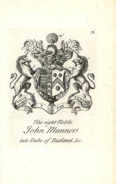 Blason et armoiries du très noble John Manners, 2e Duc de Rutland - Andrew Johnston