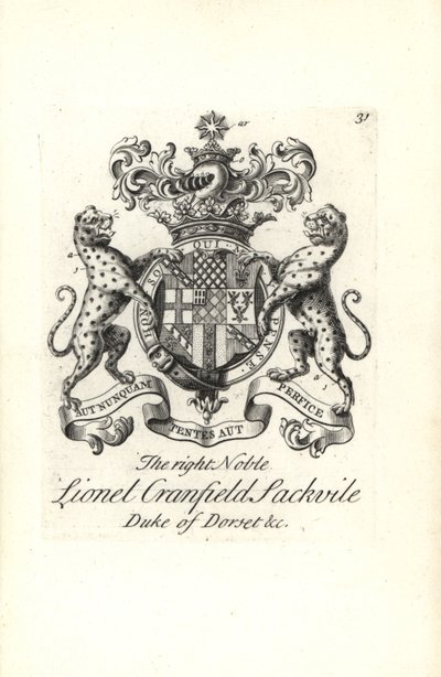 Blason et crête du très noble Lionel Cranfield Sackville, Duc de Dorset - Andrew Johnston
