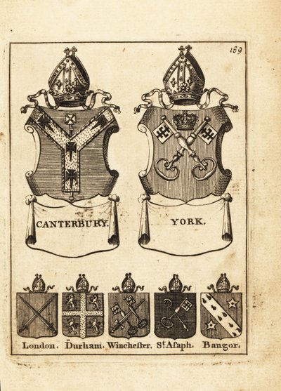 Blason des évêques de Canterbury, York, Londres, Durham, Winchester, St - Andrew Johnston