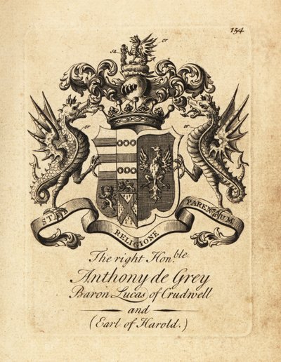 Blason du très honorable Anthony de Grey, 3e baron Lucas de Crudwell et comte de Harold - Andrew Johnston