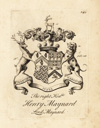 Blason du très honorable Henry Maynard, Lord Maynard, 4e baron Maynard, décédé en 1742 - Andrew Johnston