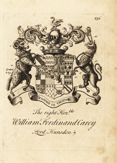 Blason du très honorable William Ferdinand Carey, 8e baron Hundsen, Lord Hunsdon - Andrew Johnston
