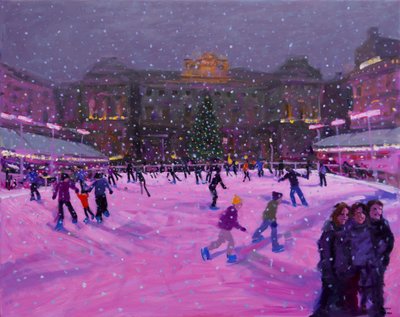 Patinage de Noël, Somerset House avec lumières roses, 2014 - Andrew Macara