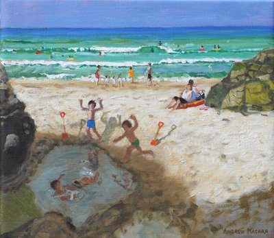 Fun in the sea pool, St Ives, 2024 (huile sur toile) - Andrew Macara