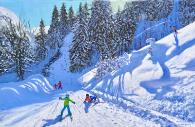 Descente à ski, Tignes, France, 2022 (huile sur toile) - Andrew Macara