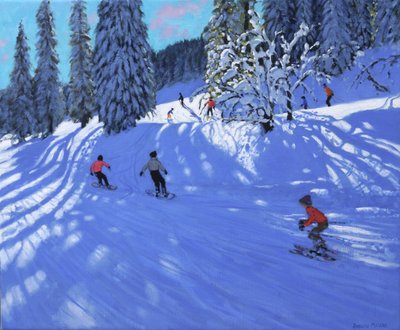 Snowboarders et skieurs, Morzine, France - Andrew Macara