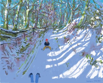 Peinture sur iPad, Luge, Windley Lane, Idridgehay, Belper, 2021, Impressions disponibles. - Andrew Macara