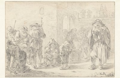 Distribution de nourriture aux pèlerins et mendiants à la porte d